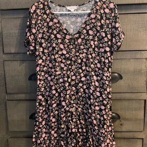 Floral button mini dress